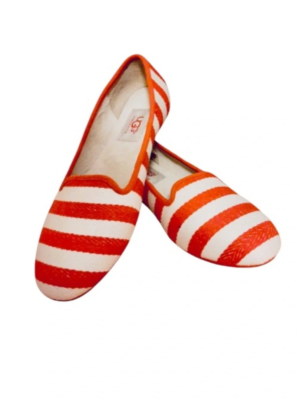 UGG Australia Alloway Red White Stripe Fabric Women's Slip-On Flat Shoes Sz 9
